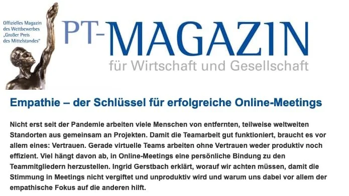 PT-Magazin: Empathie – der Schlüssel für erfolgreiche Online-Meetings