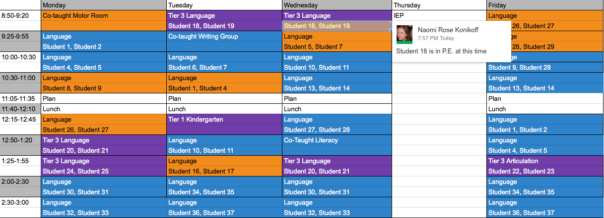 Google Doc Schedule