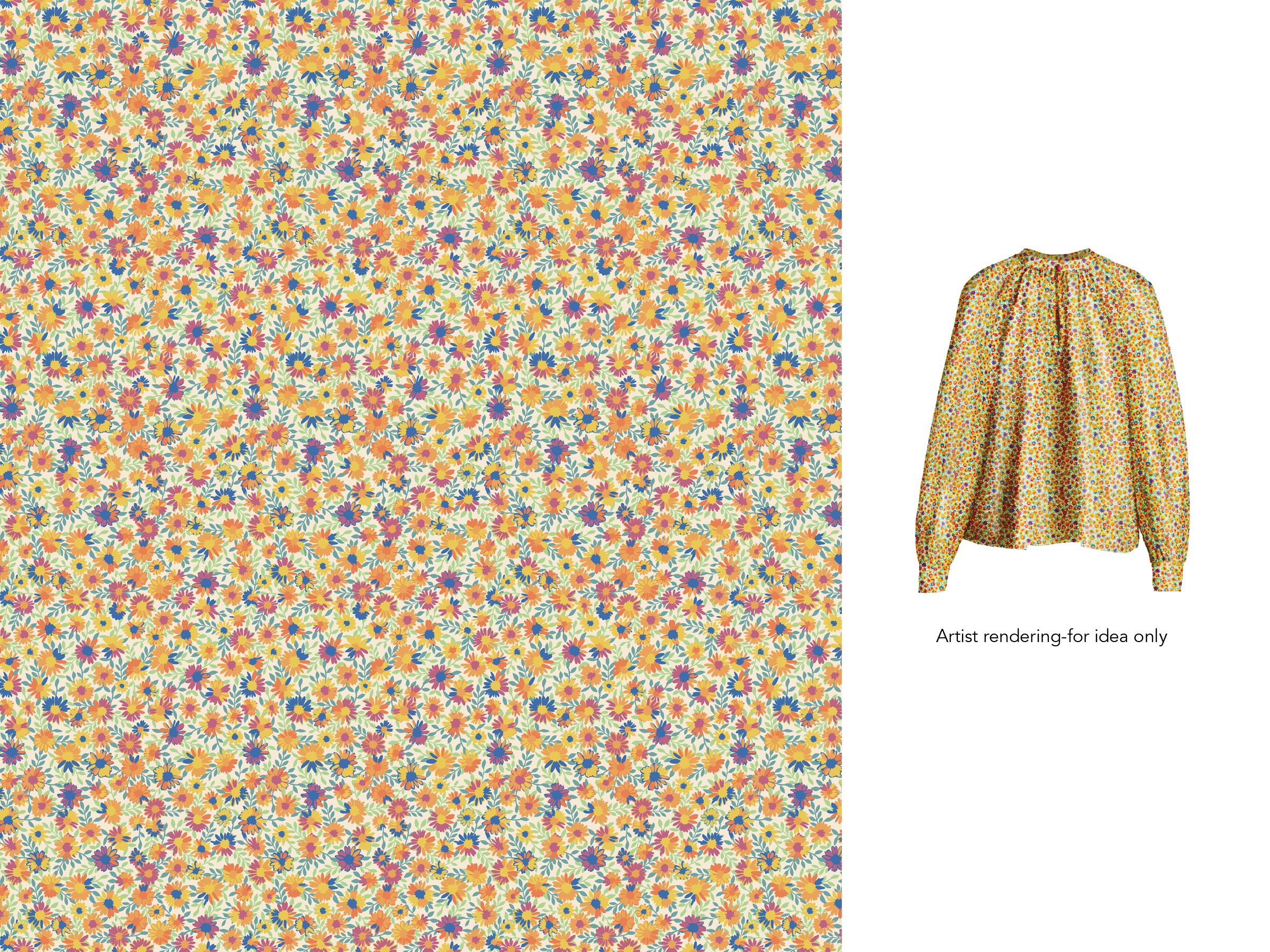 Vintage print redrawn and recolored