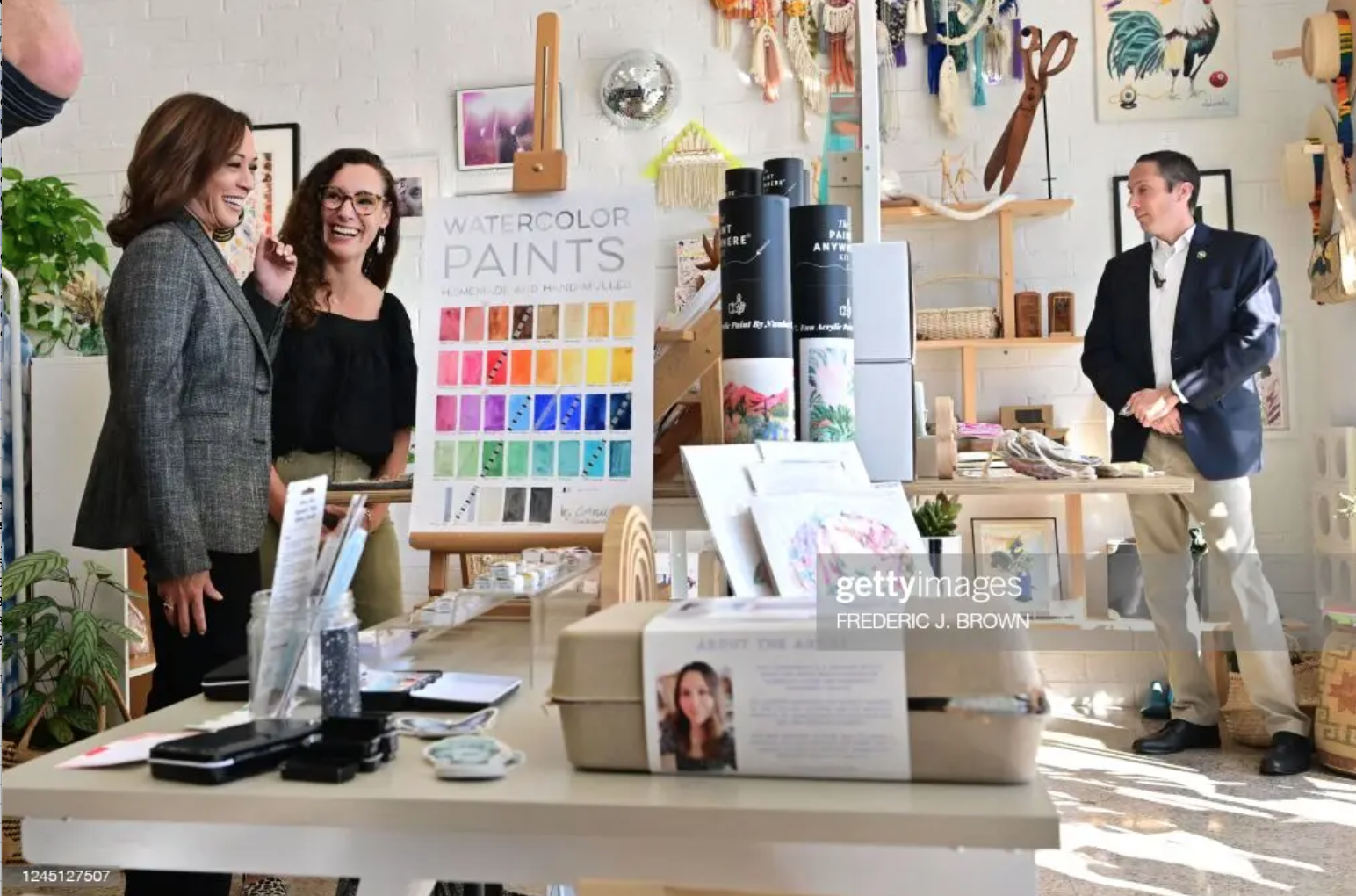  All smiles in the art studio with the VICE PRESIDENT OF THE UNITED STATES. 