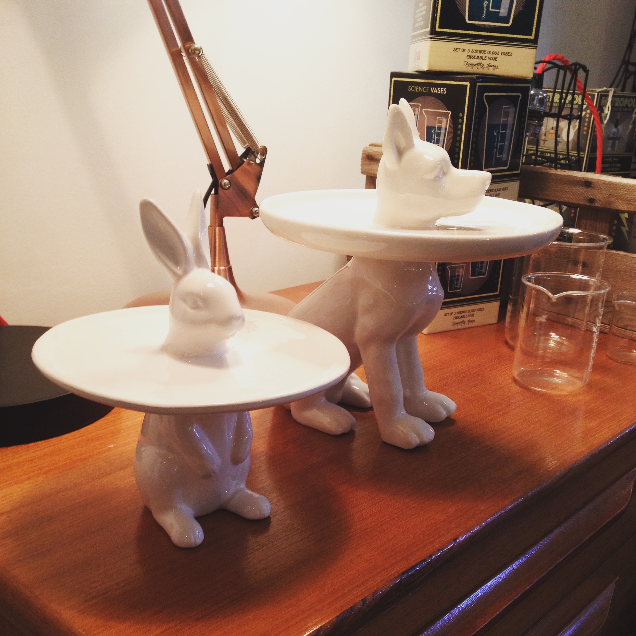 Ceramic Rabbit and Dog plates 