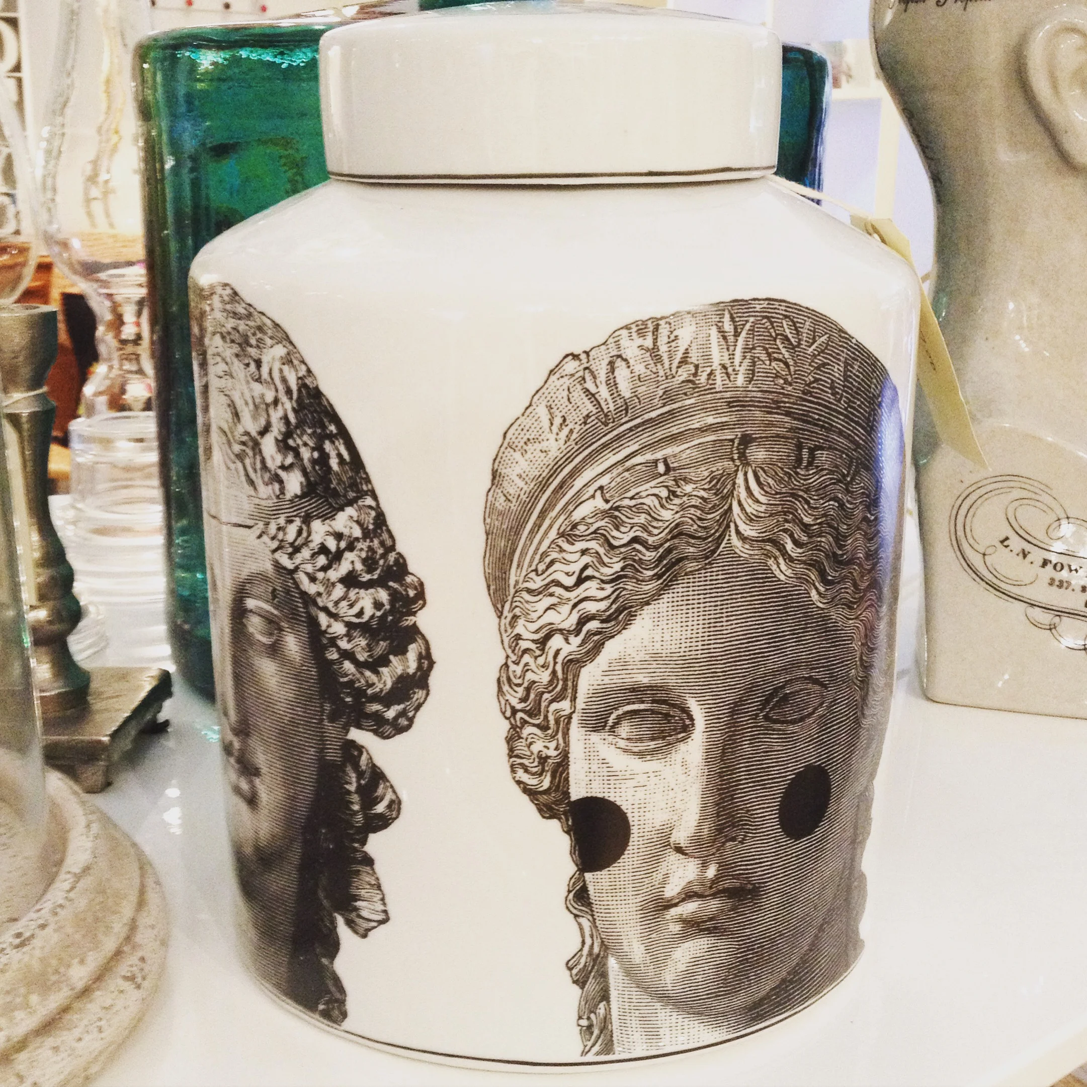 Greek gods head jar 