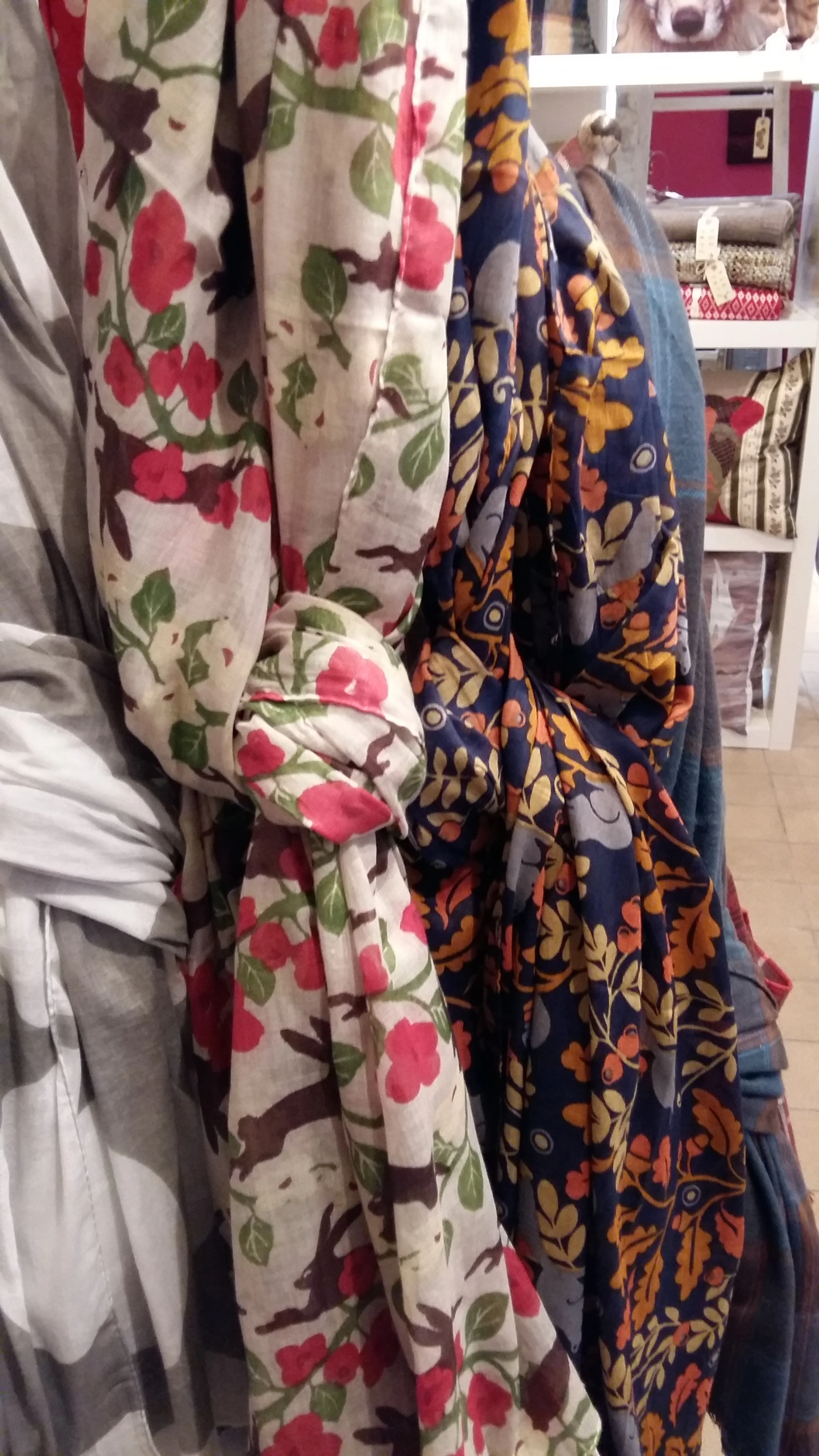 Squirrel and Hare print scarfs 