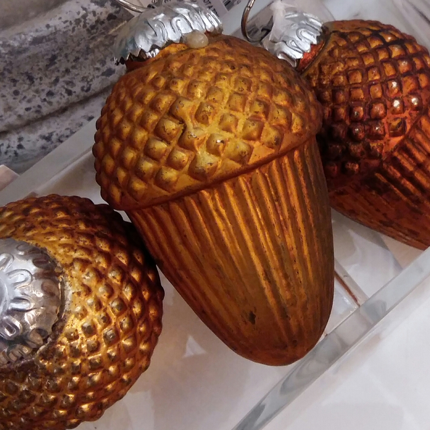 Beautifully bronzed acorn decorations 