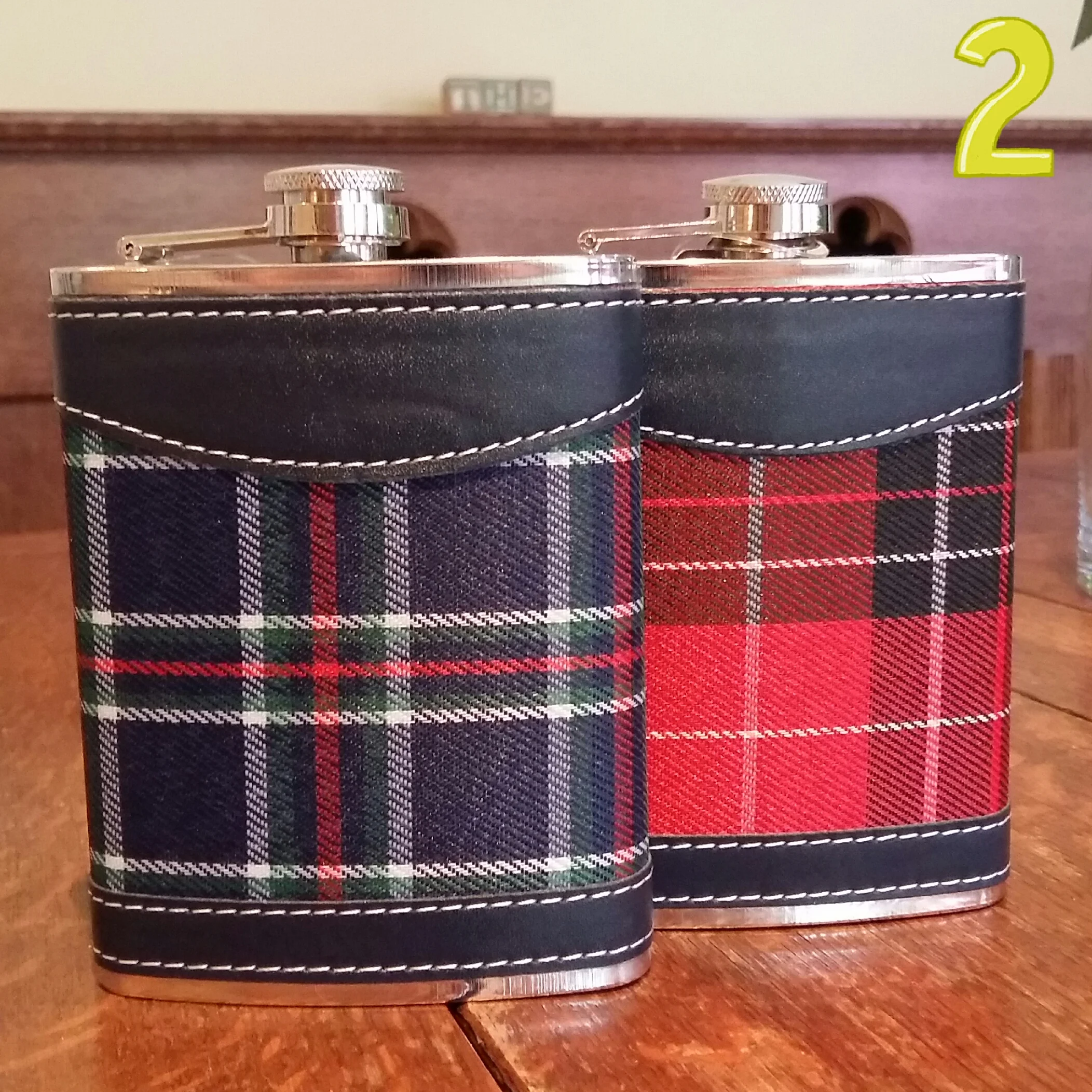 Tartan covered hip flask £8.00 each 