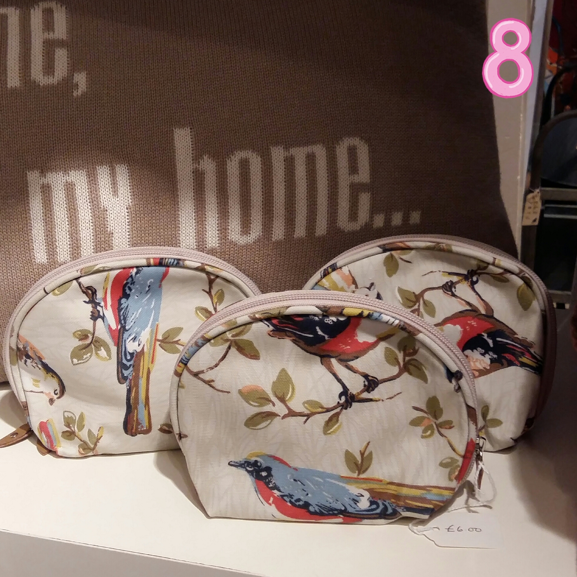 Oilcloth bird print make up bags £6.00 each 