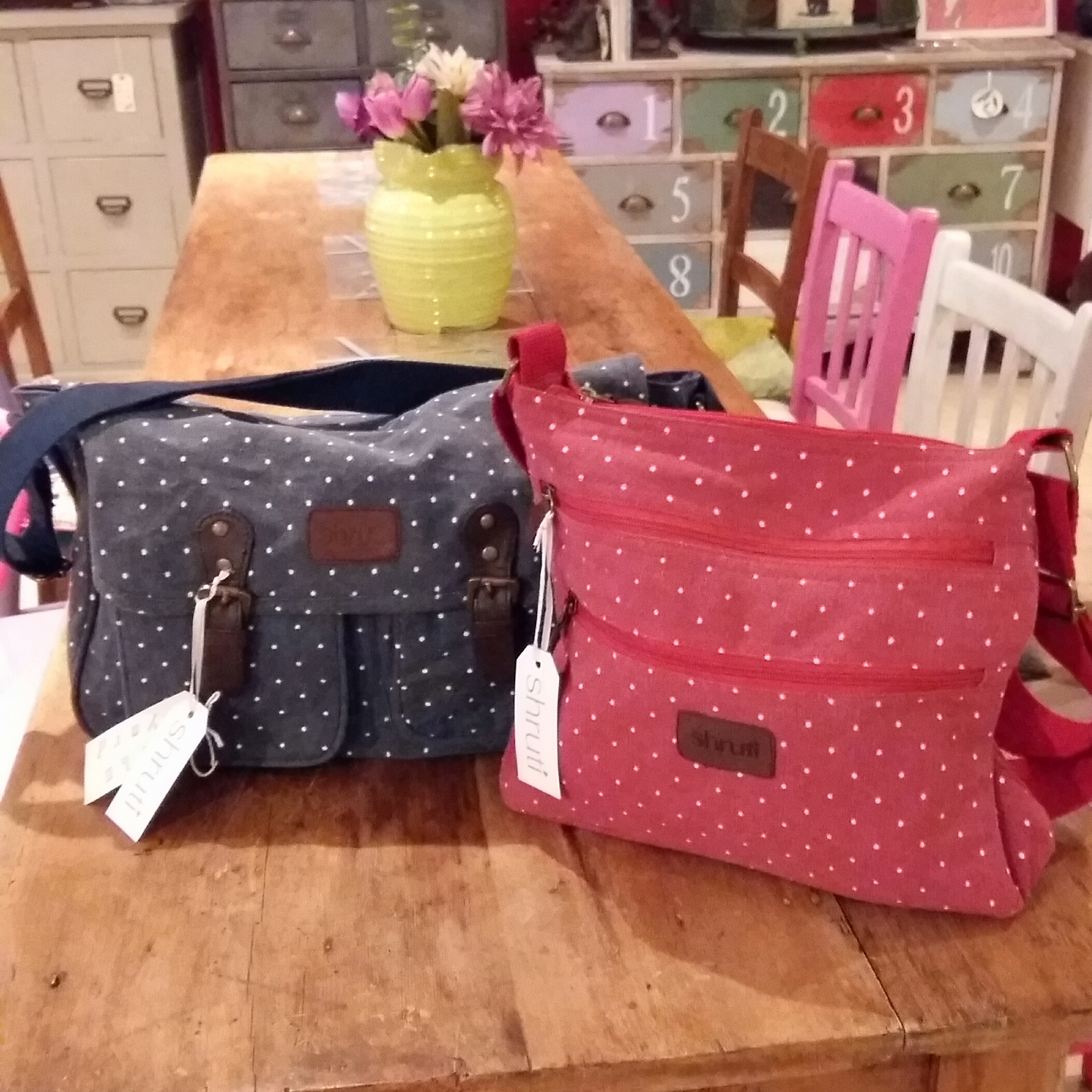 Blue spot satchel £24.00 red spot cross body bag £20.00