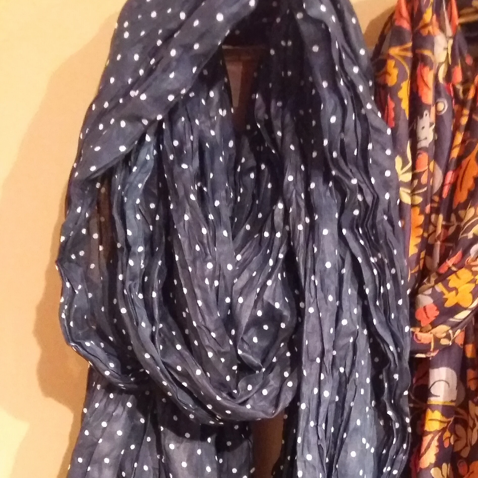 Navy spot scarf