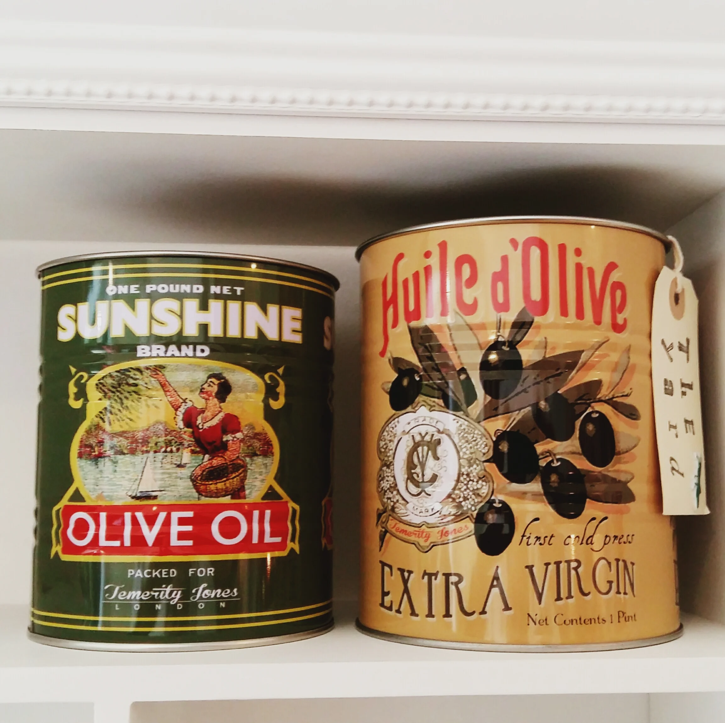 Olive tins set of two great for kitchen storage 