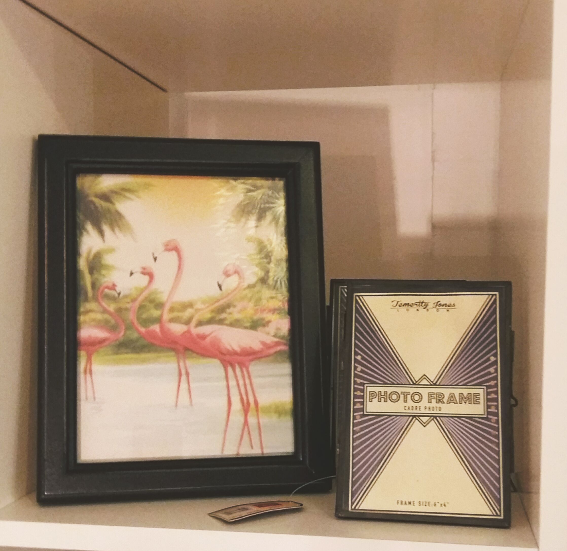 Flamingo framed print and metal photo frame £3.50 each 