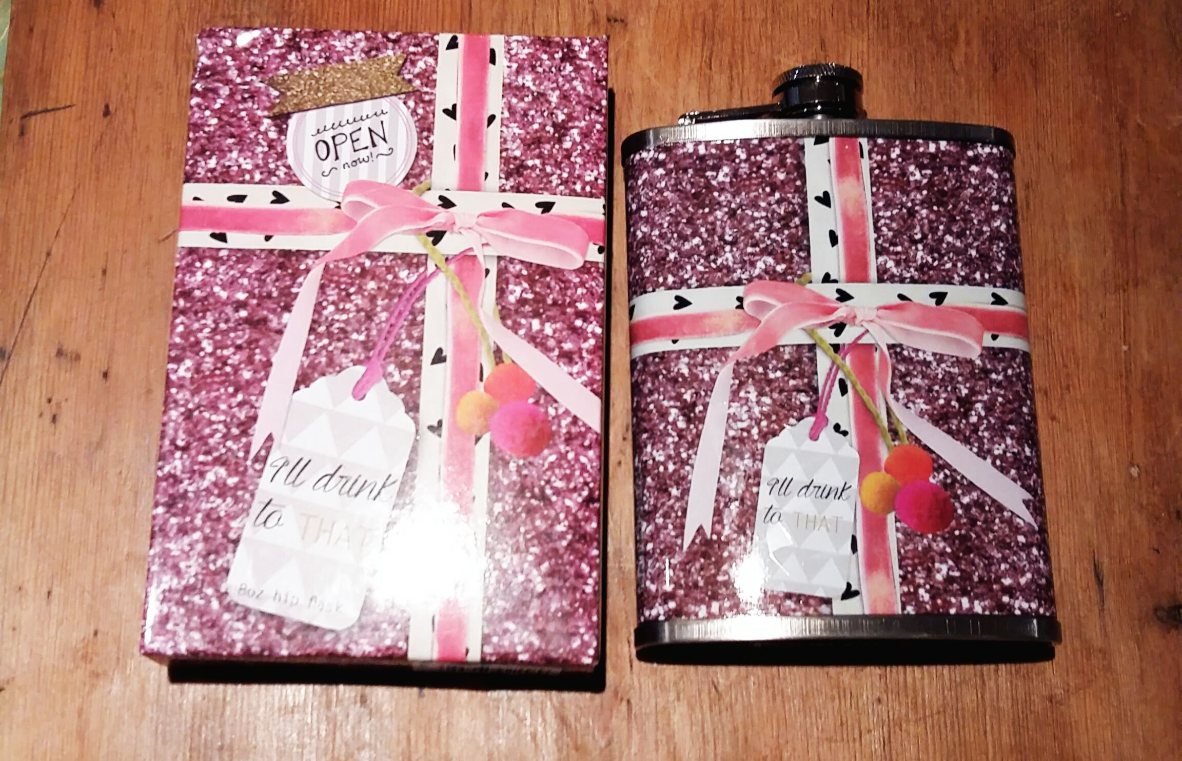 Boxed hip flask handy for Christmas parties