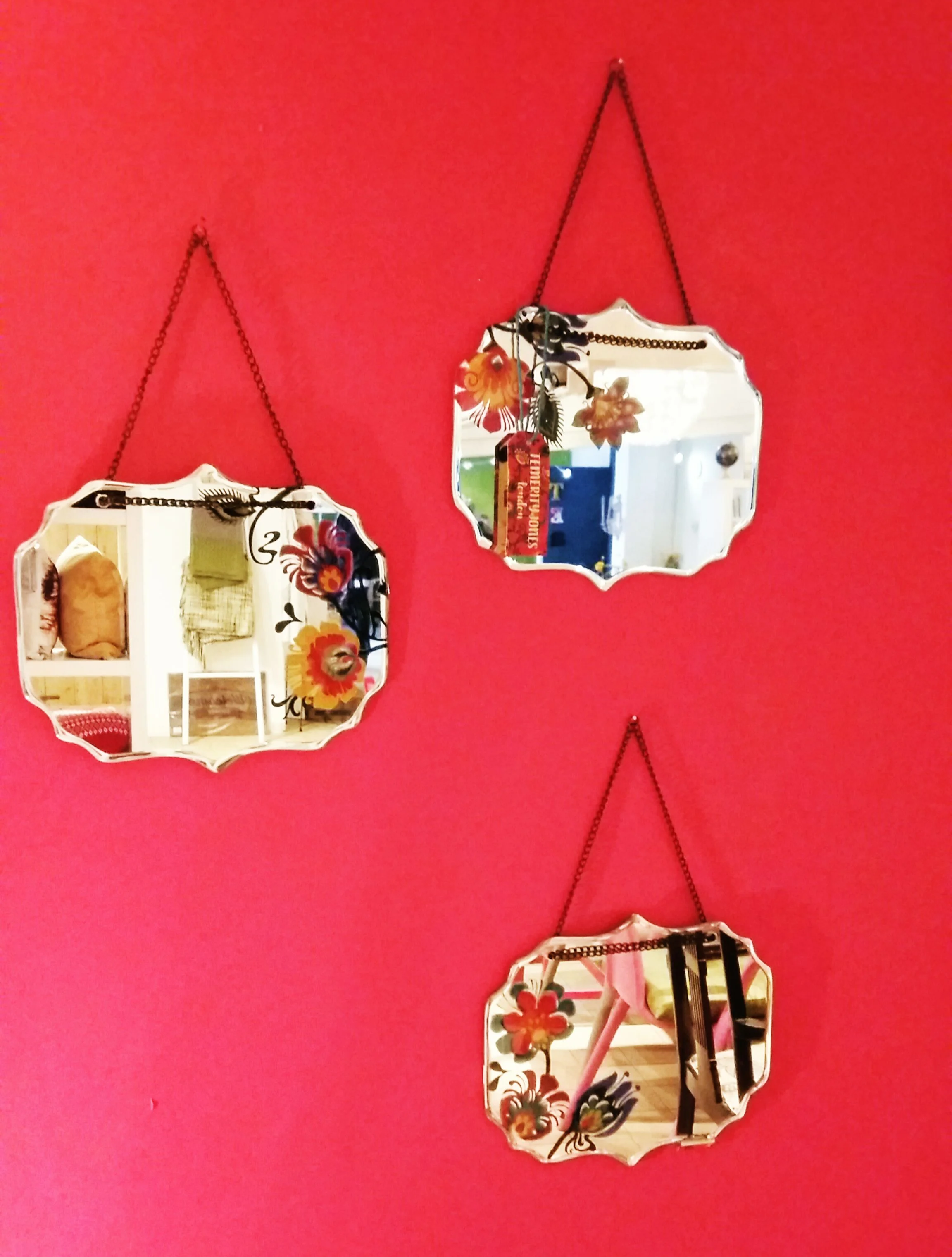 Floral painted mirrors