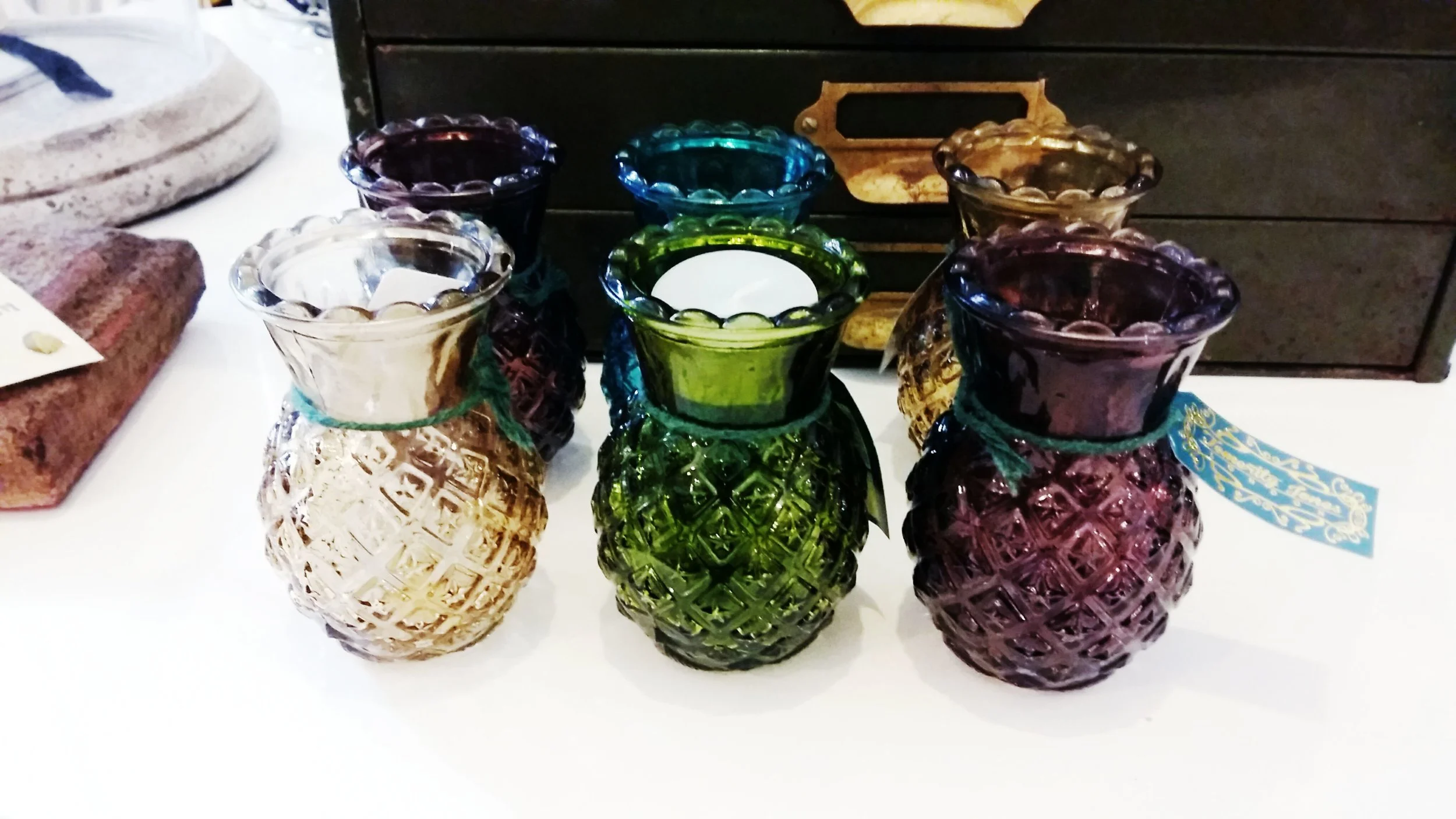Pineapple glass vases in four colours