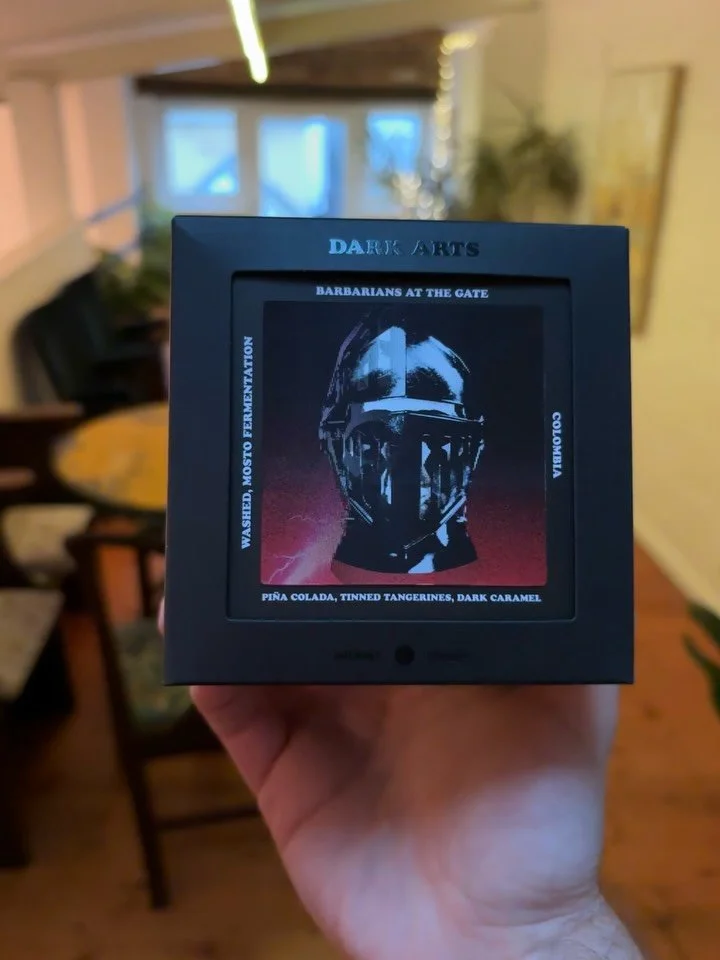 @darkartscoffee 

It&rsquo;s been a while, but we&rsquo;ve got some Dark Arts back on the shelves. Couldn&rsquo;t resist picking up some Barbarians at the Gate - a double musto fermented Pink Bourbon with notes of Pina Colada, tangerine and dark cara