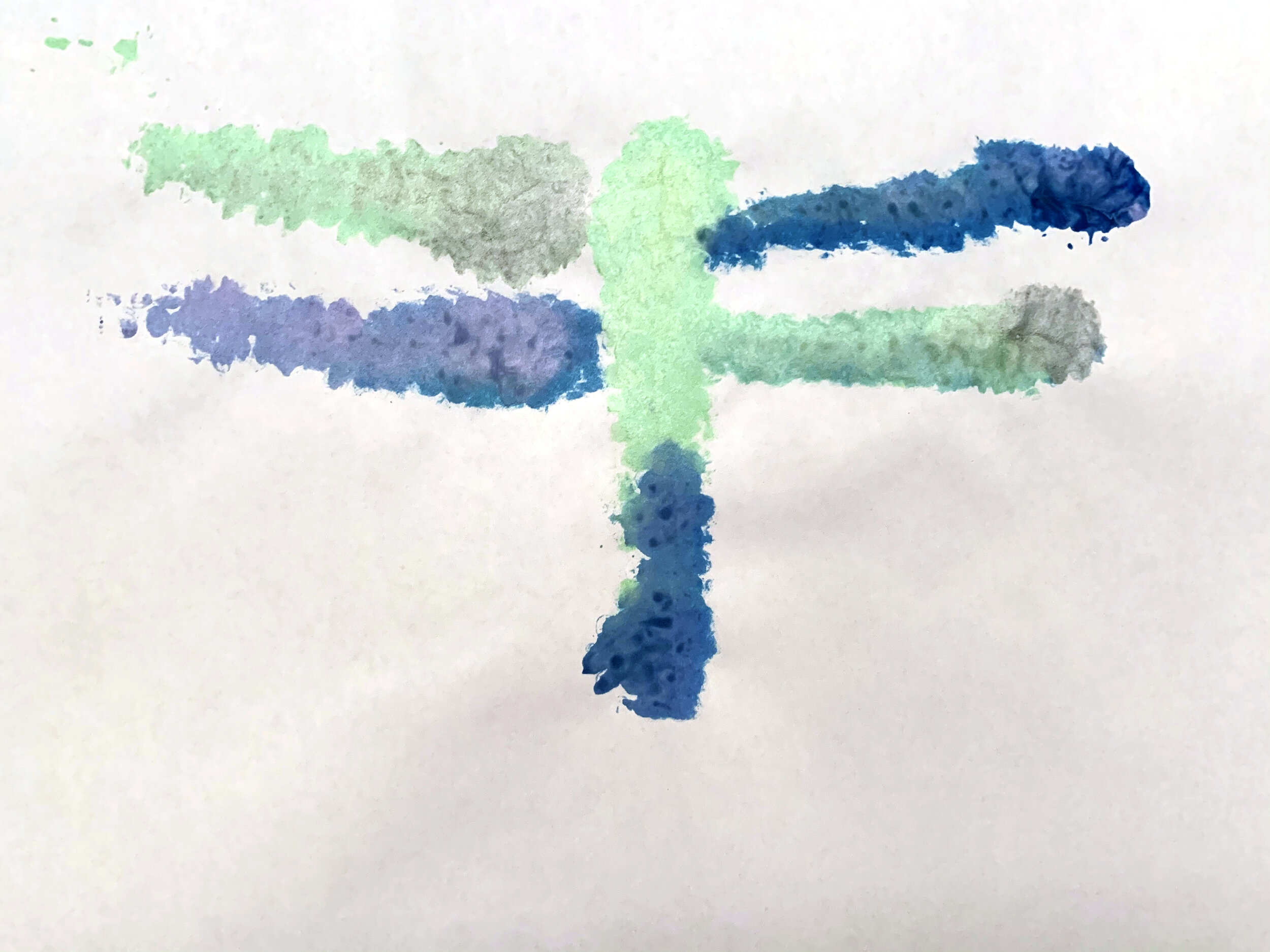 Dragonfly by Issac. Tempera print and bubble wrap.