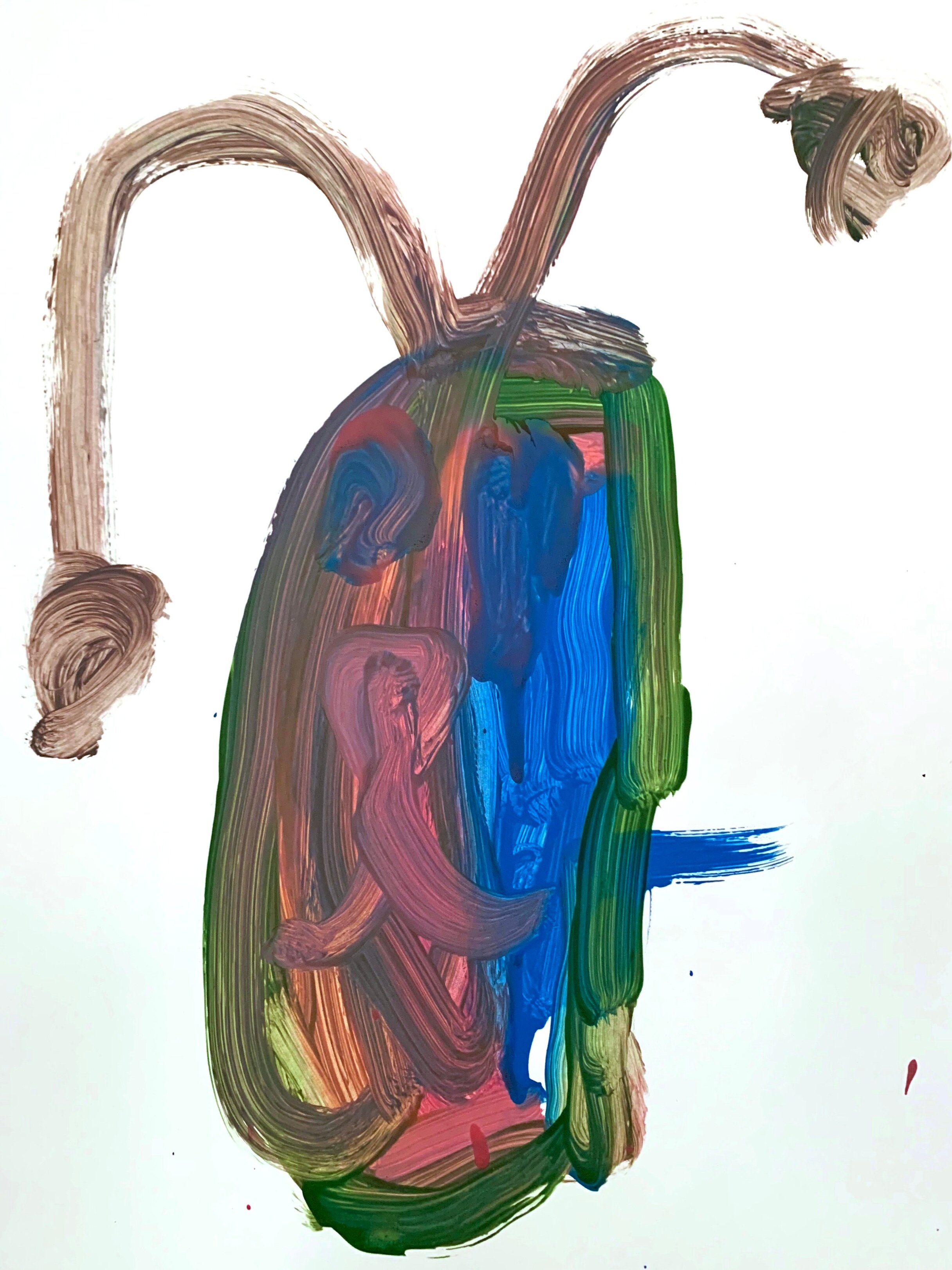 Bug with face by Stella. Easel painting with tempera.