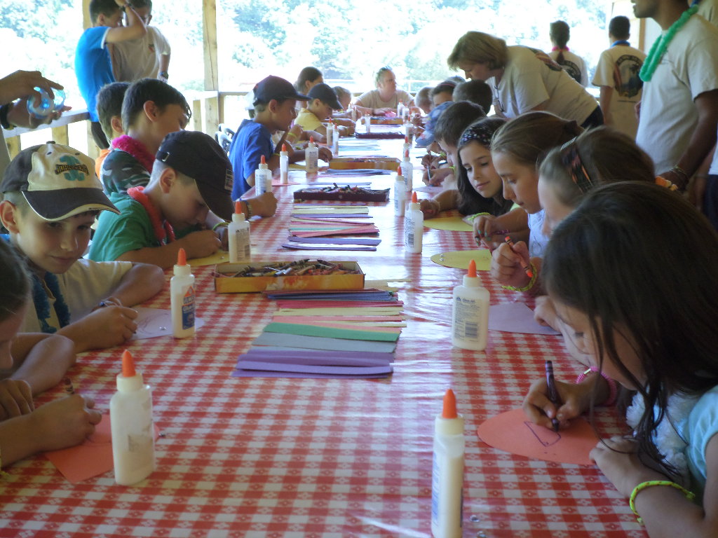 Every day we did crafts. This group of kids on week 7 are each making an octopus.