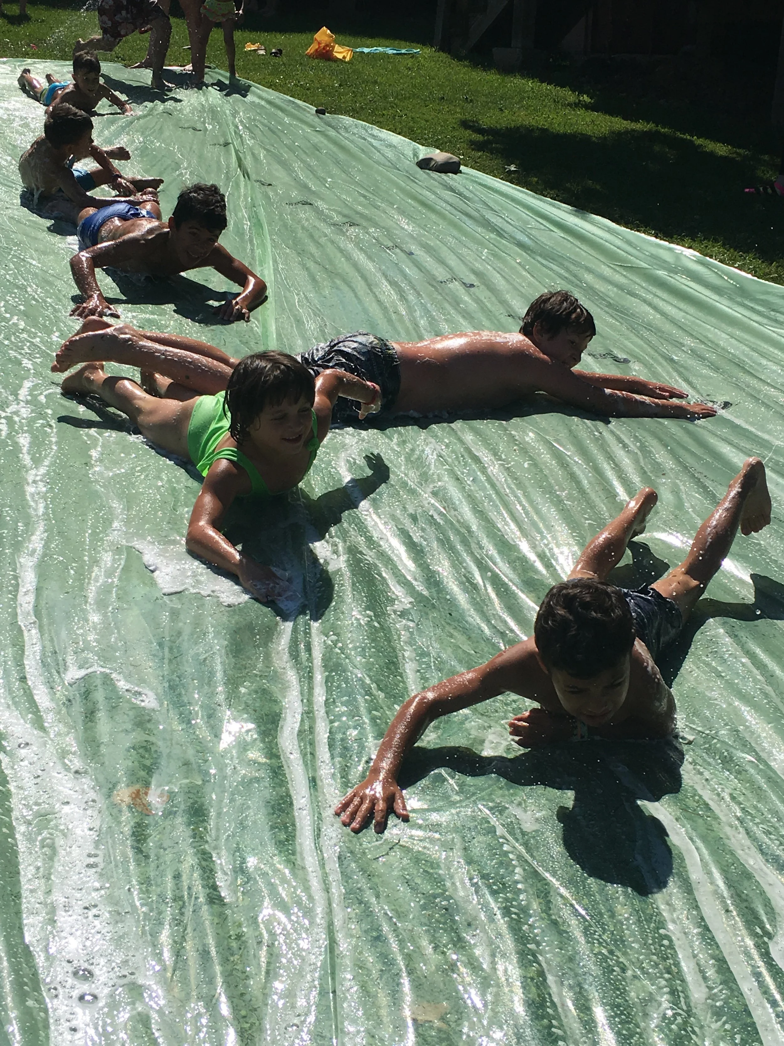 The kids had a great time sliding on the the slip and slide...