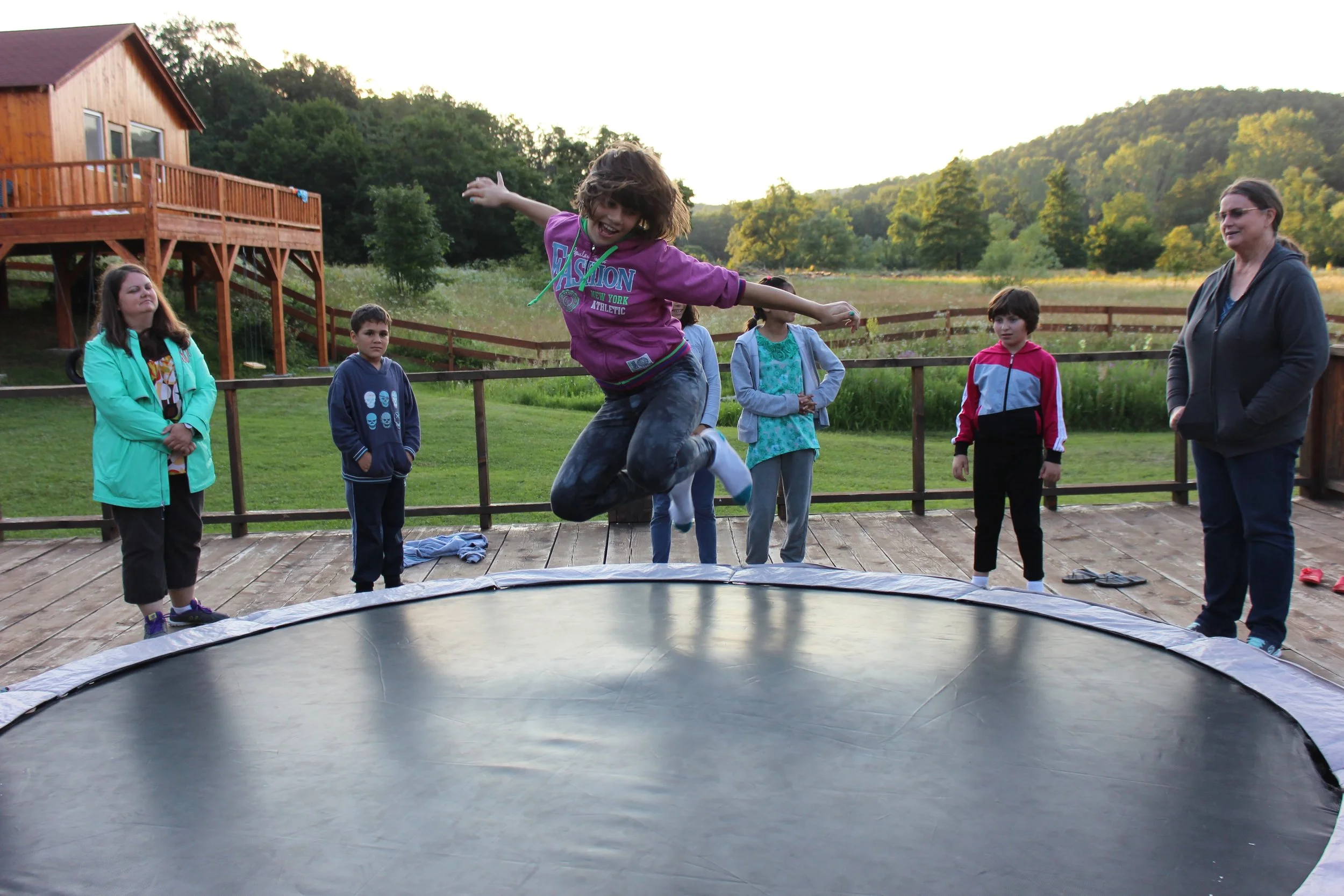 ...jumping on the trampoline,