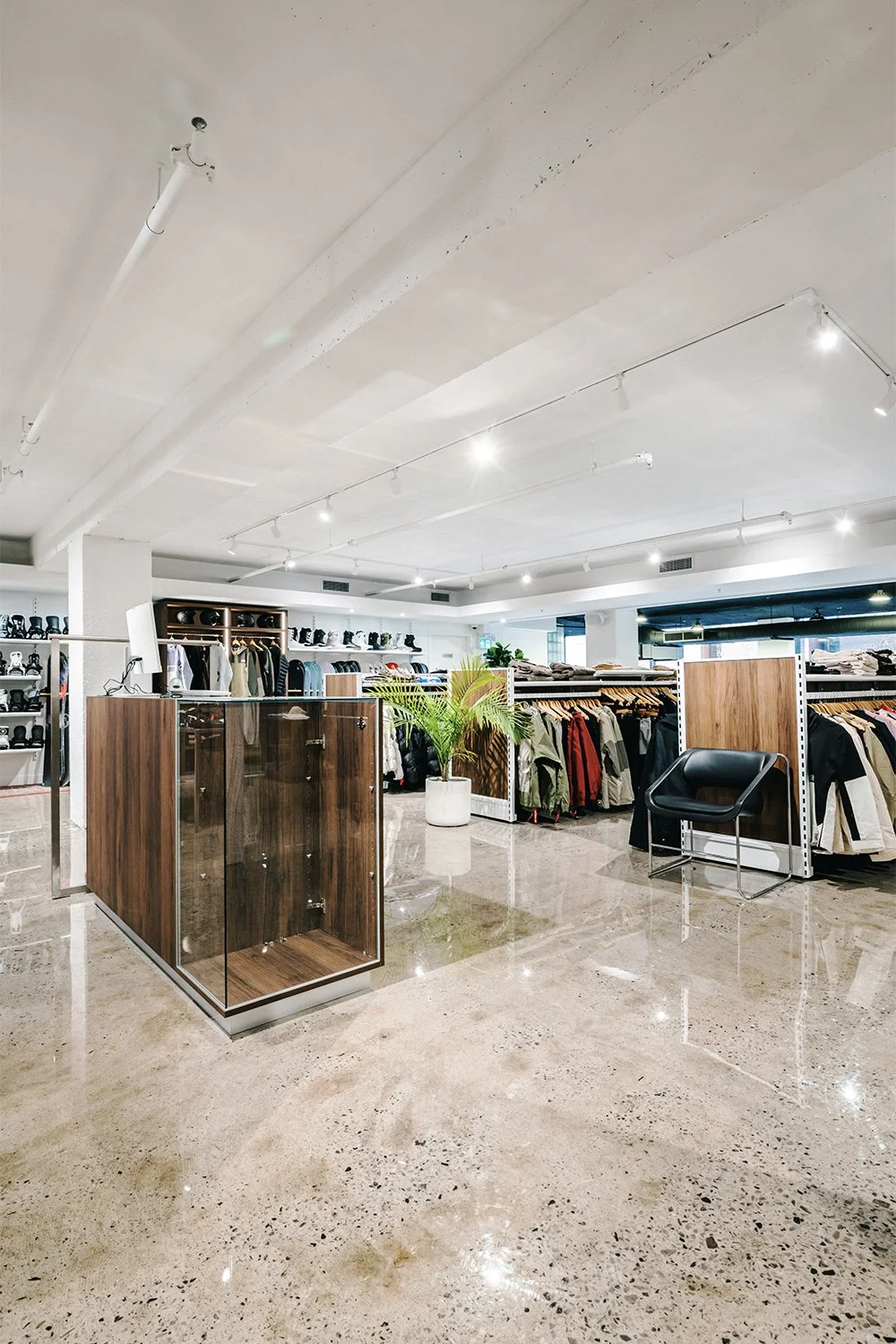 Retail merchandising area and open floor layout designed by Finkel' for Empire’s flagship store