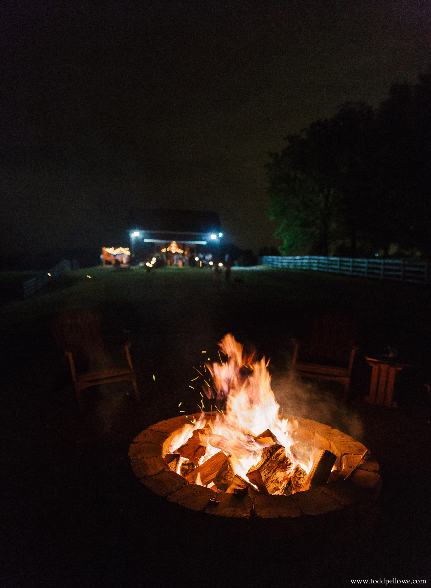 Bonfire at Kentucky farm wedding