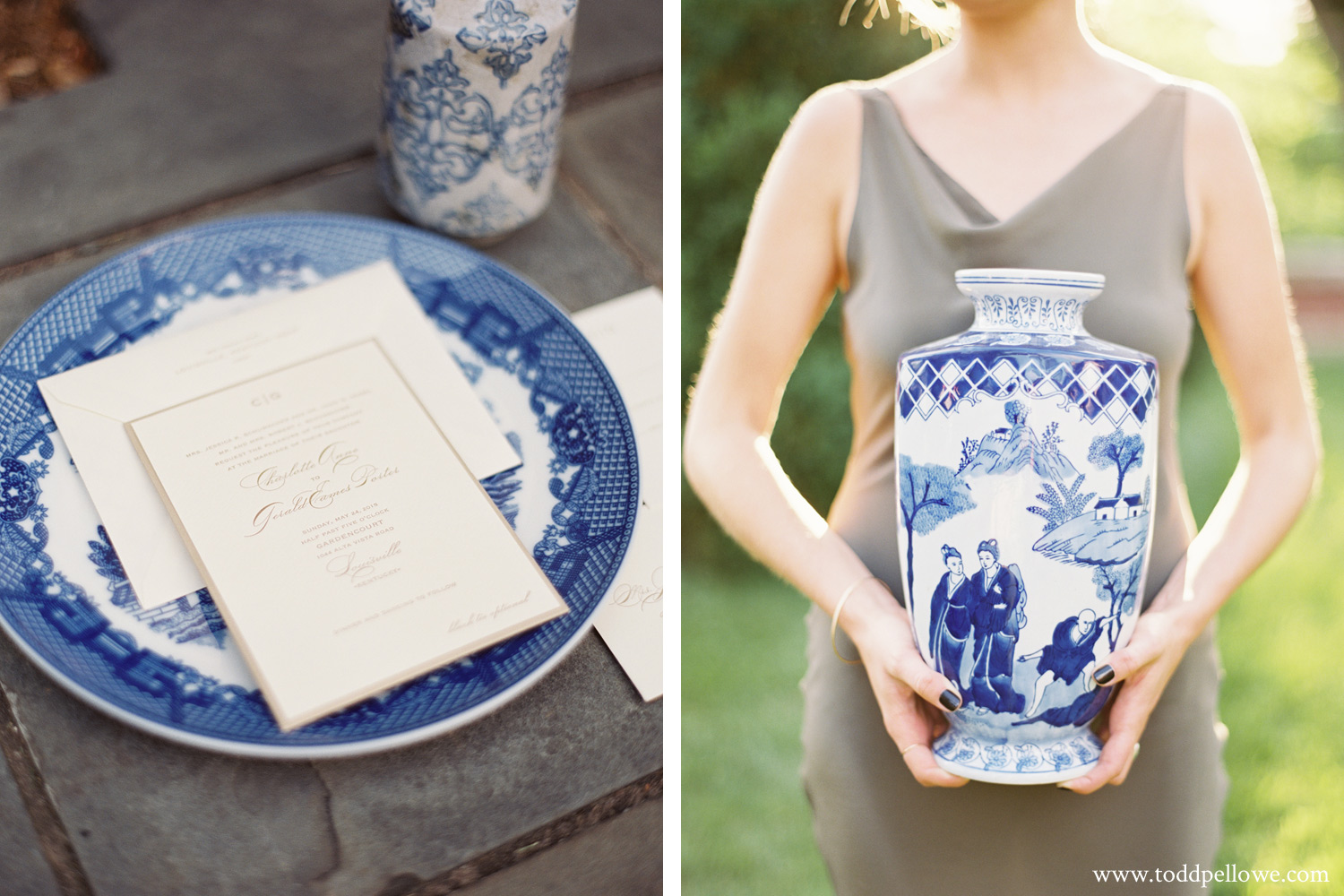 Delftware Pottery at wedding