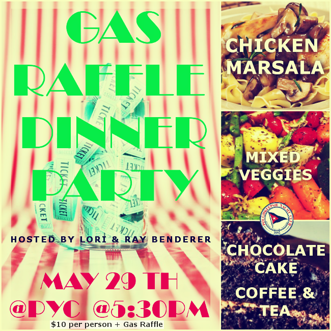$10 per person The raffle will be held after dinner. You are not required to have dinner to be a part of the raffle.
