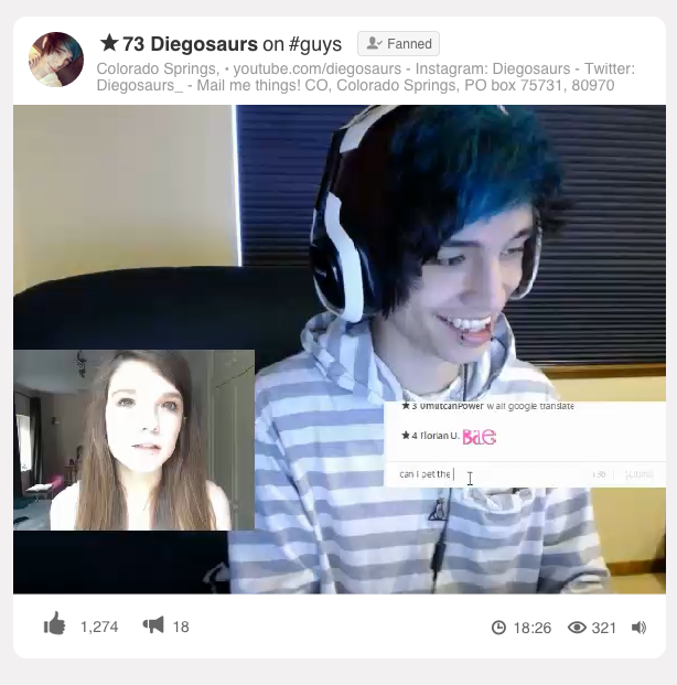 Above: A screenshot of a user hacking his video stream to bring a viewer into his broadcast. Broadcasts like these demonstrated the community's desire to have more immersive and engaging broadcast interactions.