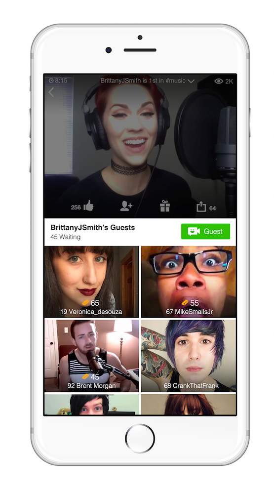 Above: Audience members can opt-in for the opportunity to become a guest. The broadcaster can select anyone from the list, or invite an audience member to go live.