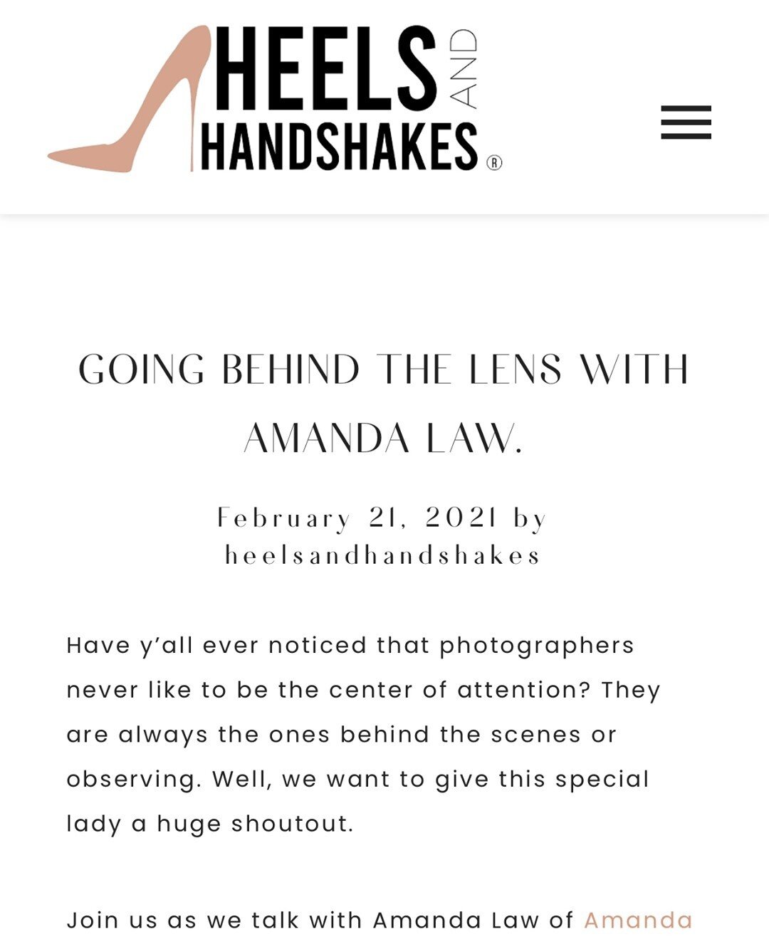 Happy Monday!  Mondays can be tough, but a bit of bright news can just turn this day around for me!  How about you? ⁠
⁠
This week I got featured in the Meet a Member post on the Heels and Handshakes website!  If you know me, we've talked about Heels 