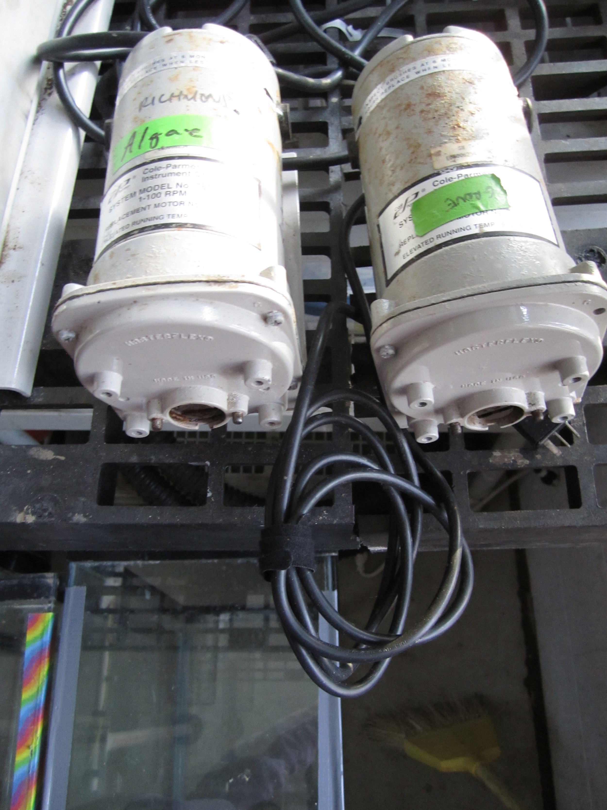 velcoro ties organize electrical cords of peristaltic pumps