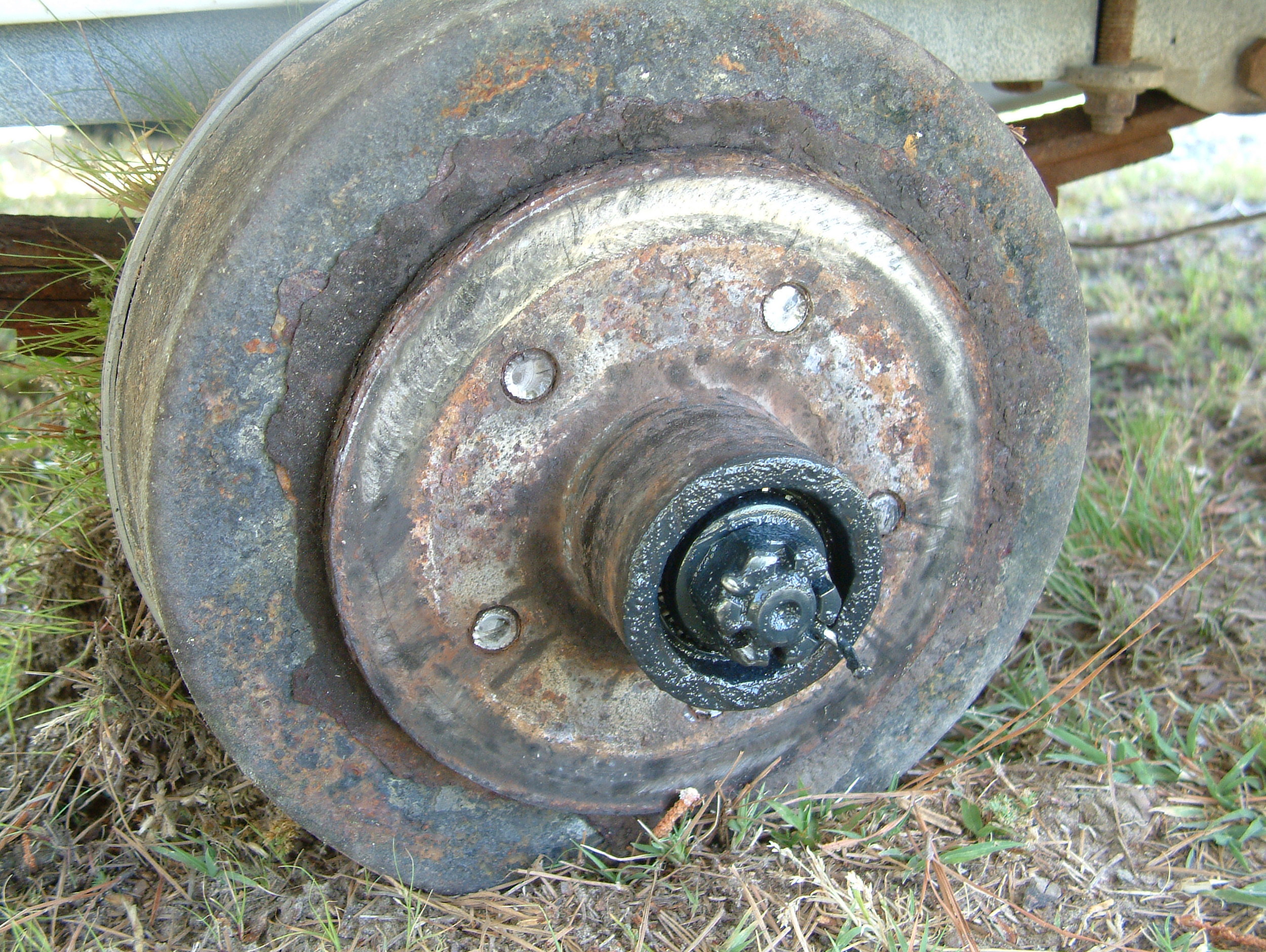 Boat trailer tire after the tire flew off