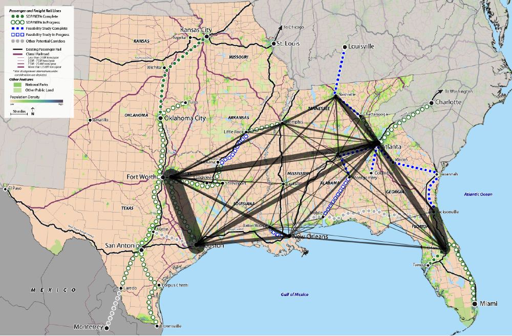 Railway activity in the Southeast US