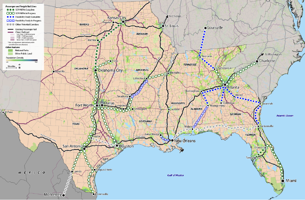 Railways in the Southeast US
