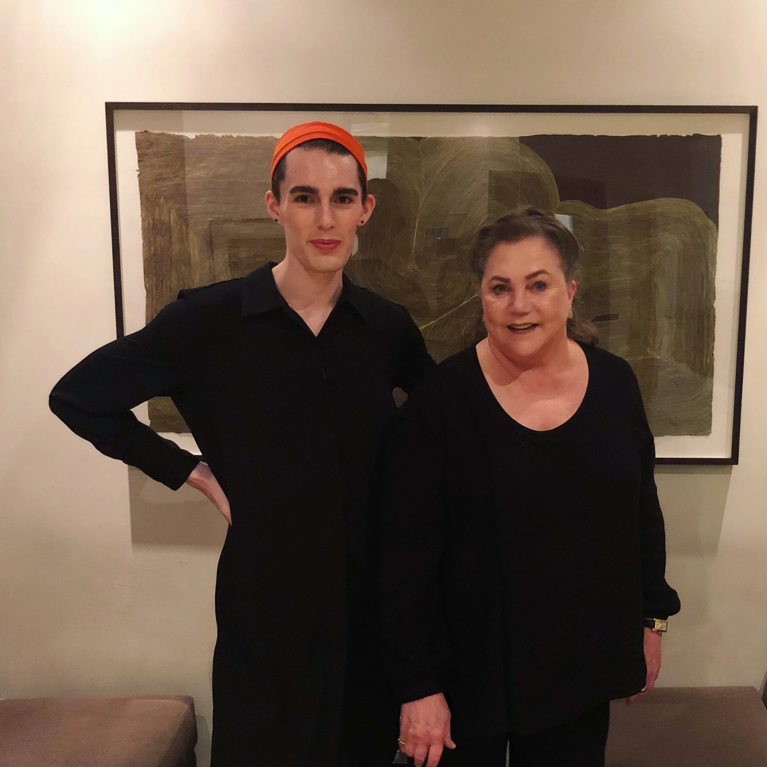 Violette and Kathleen Turner after the interview, in matching New York outfits at our downtown studio lobby.