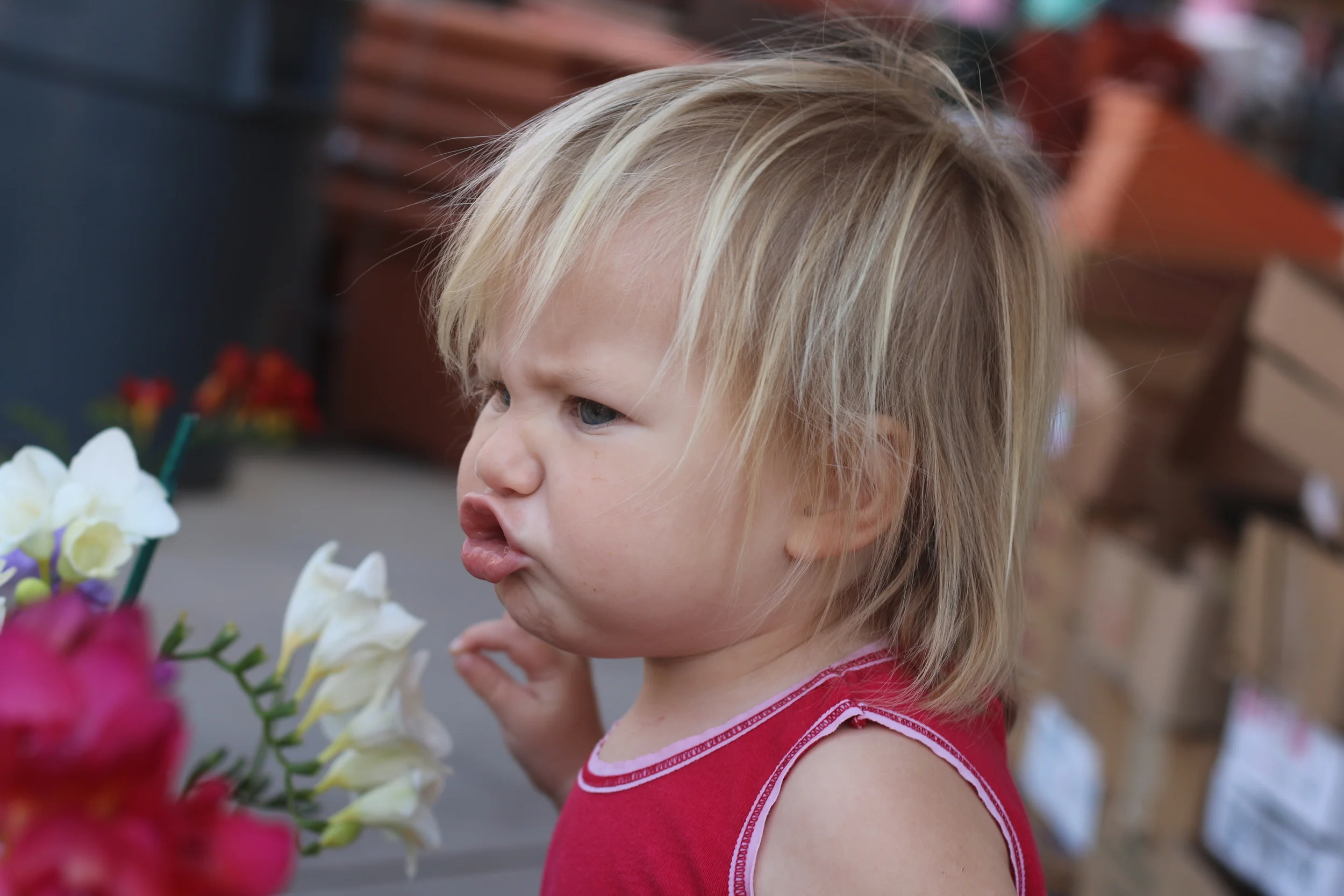 this is our smelling flowers face
