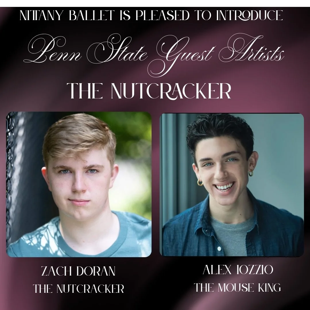 Nittany Ballet guest artists come from as far away as Pacific Northwest Ballet, but also right here in our own backyard. We are so happy to have these talented Penn State students perform with us. Do NOT miss their epic battle. Get tickets at the Eis