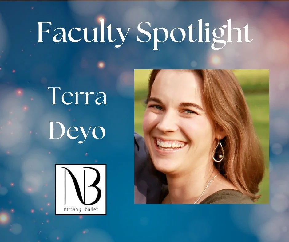 It's time for a #Faculty Friday! Terra Deyo started as a competitive gymnast and complemented her training with dance classes. At age 9, she left gymnastics and began training in ballet and jazz with the Williamsport Civic Ballet. For the next 14 yea