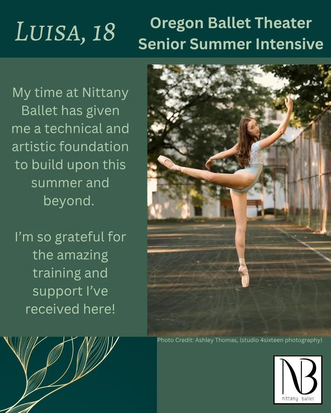 It's time to share the exciting summer opportunities our dancers have earned! Congratulations Luisa! Enjoy your summer at Oregon Ballet Theater (@obtschool )
#ballet #summerintensives (photo credit: @s416photog )