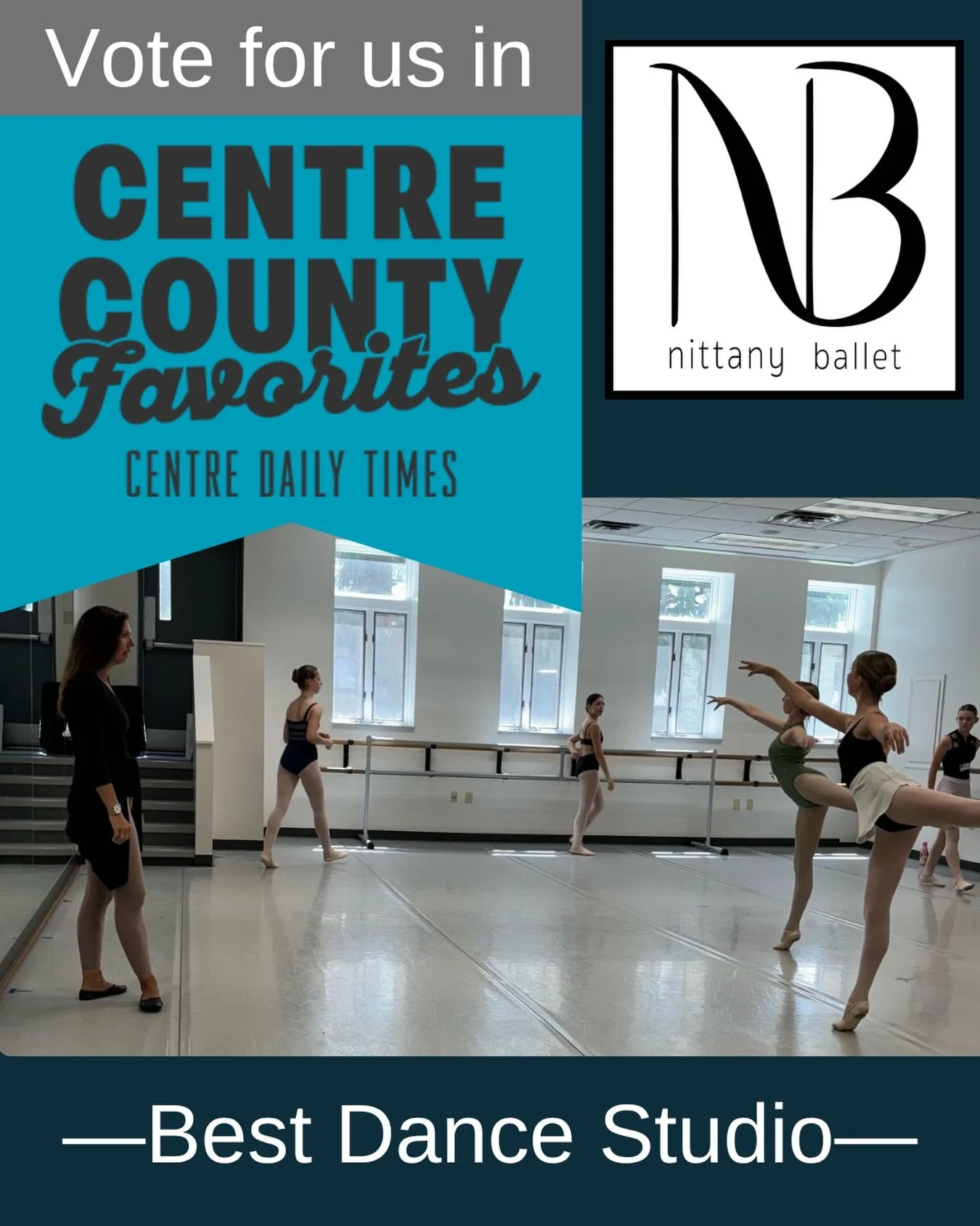 We are delighted to be nominated for Best Dance Studio for Centre County Favorites! Please head over and vote for us! Thanks for your support! 

Click the link in our bio, then
To find us:

1.  Click on: Things to do
2.  Click on: Dance Studios
3.  C