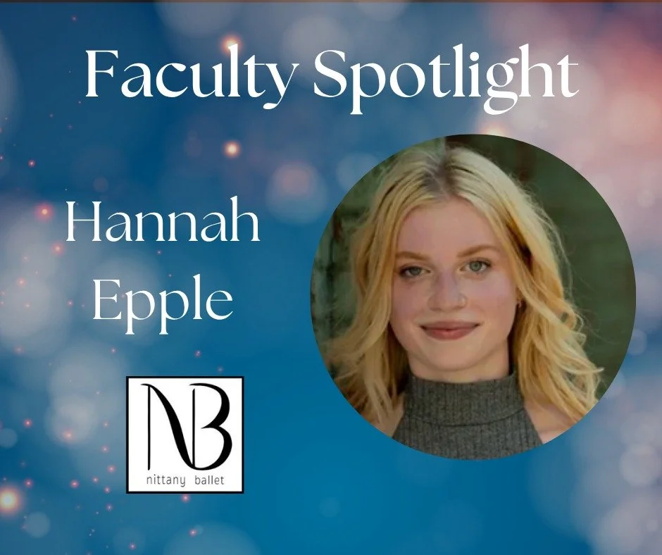 #FacultyFriday is here again! Hannah Epple (@hannah_epple ) began her dance training at Altoona Dance Theatre, studying under distinguished guest teachers Deborah Anthony and Cheri Noble. She continued her education at Allegheny Ballet Theatre with A