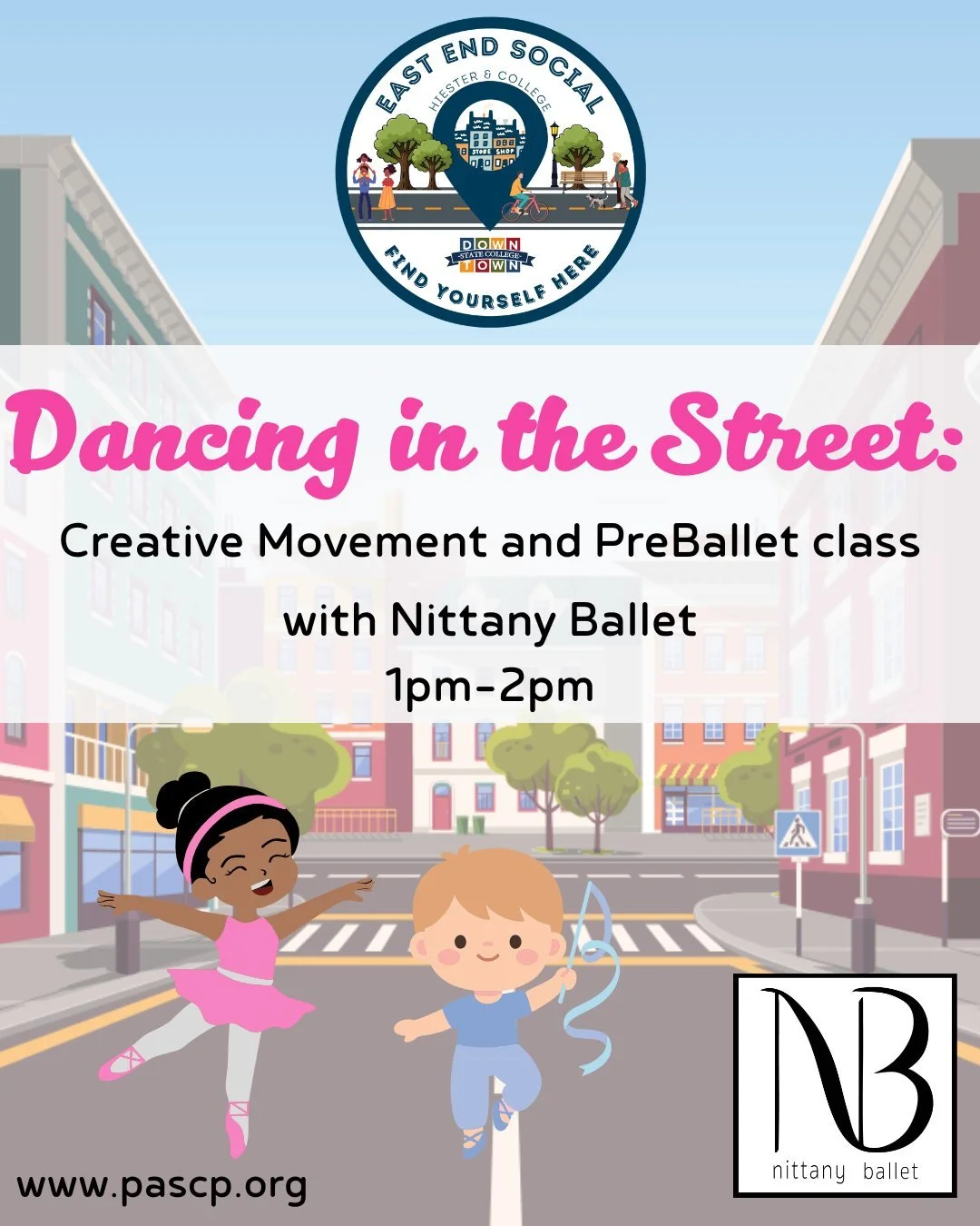Join us tomorrow at the East End Social Club on Heister St. for a fun dance class! We will be there 1-2 but feel free to jump in or out of class as you wish! We hope to see you there!