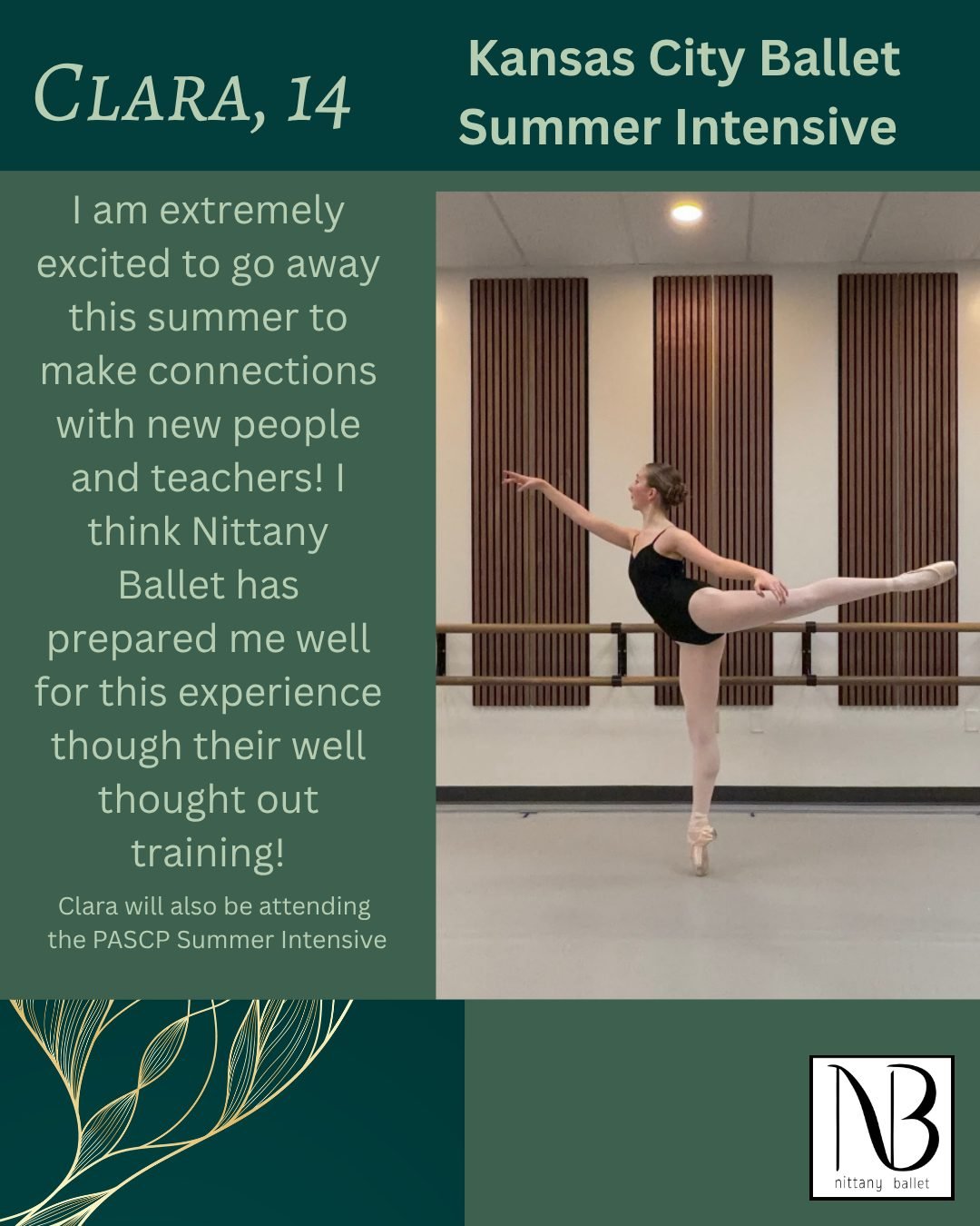 We agree! Learning from new teachers and connecting to other dancers is one of the benefits of summer intensive! Congrats Clara! #ballet #summerintensive @kc.balletschool