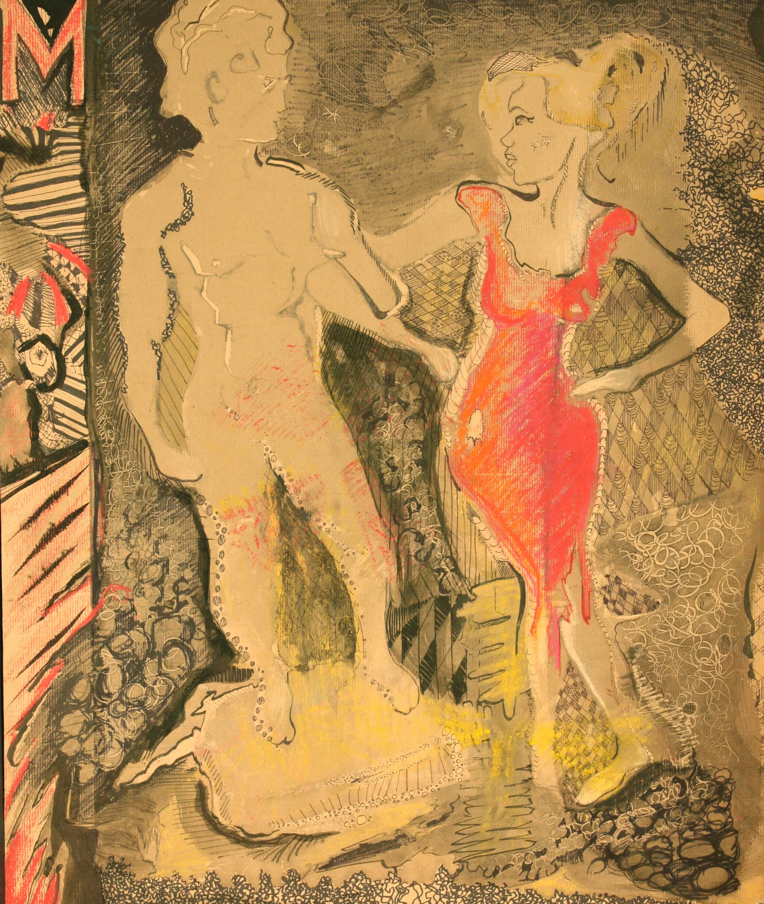  19.5"x23.5", mixed media on matte board, 2011. 