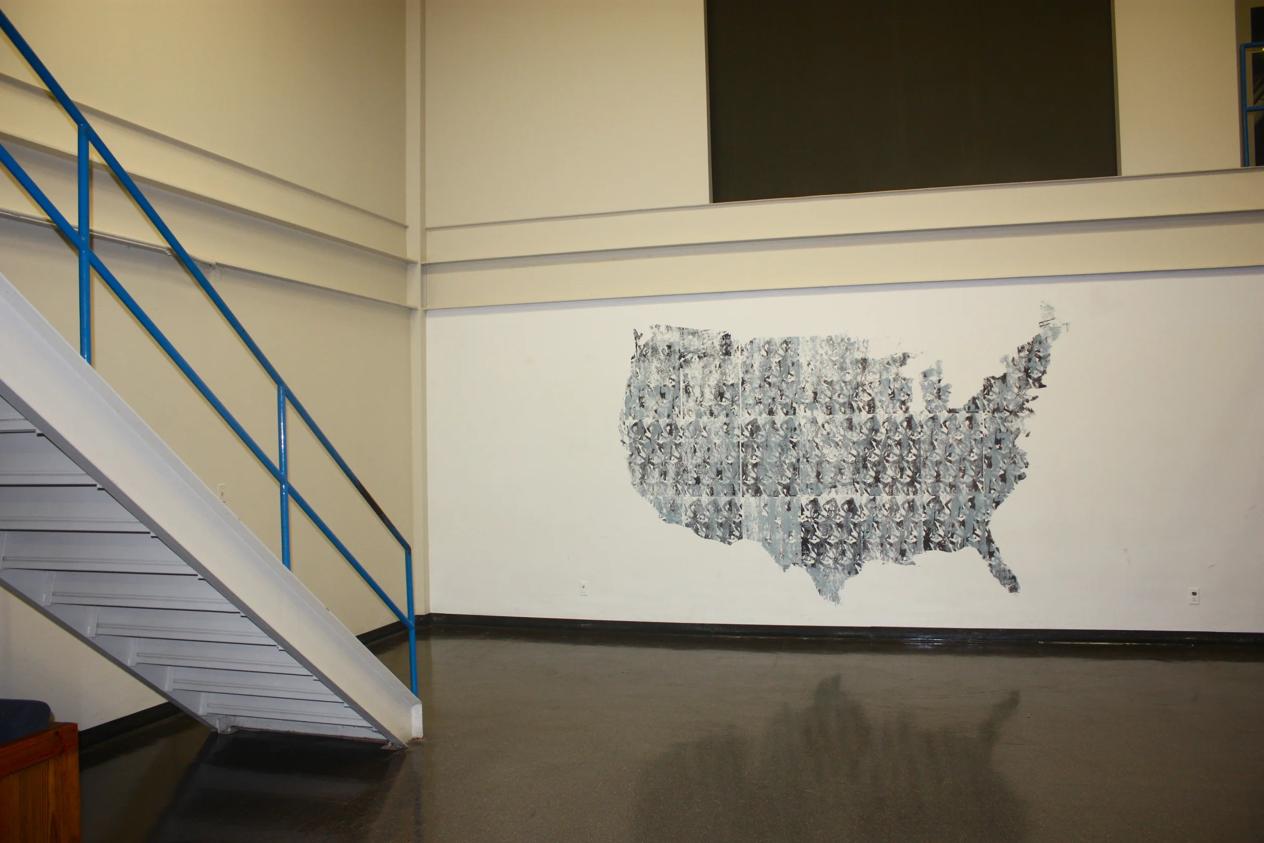  screenprint on wall, Kent State School of Art lobby, 2011. 