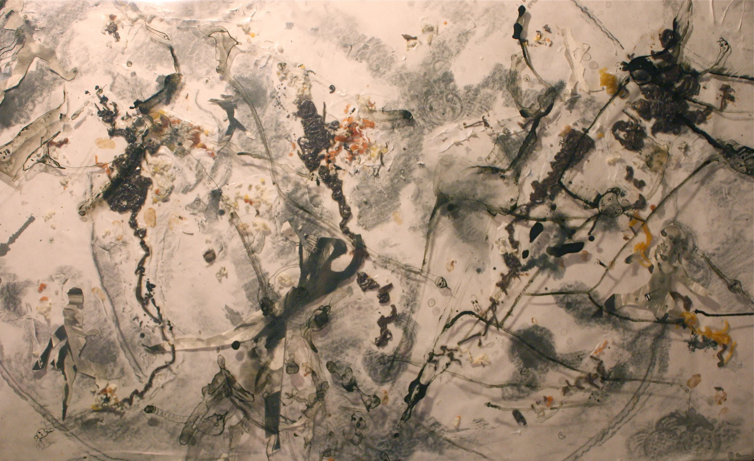  graphite, ink, pen, chocolate, etc on paper, 2011. 