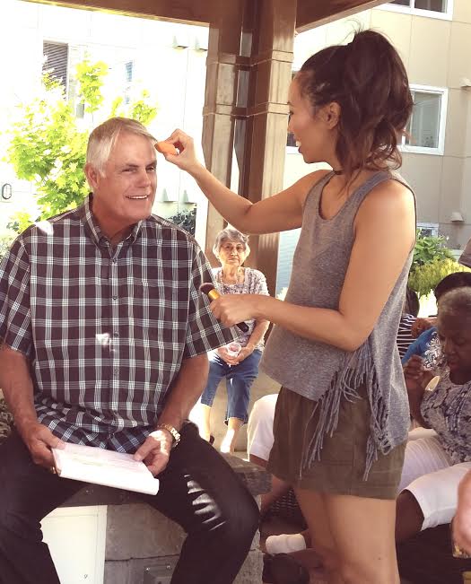 On set with former Mariner's manager, Lou Piniella