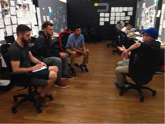 Being critiqued by Sports Performance U.S. Creative Director, Rob Lee as well as working on marketing strategies.