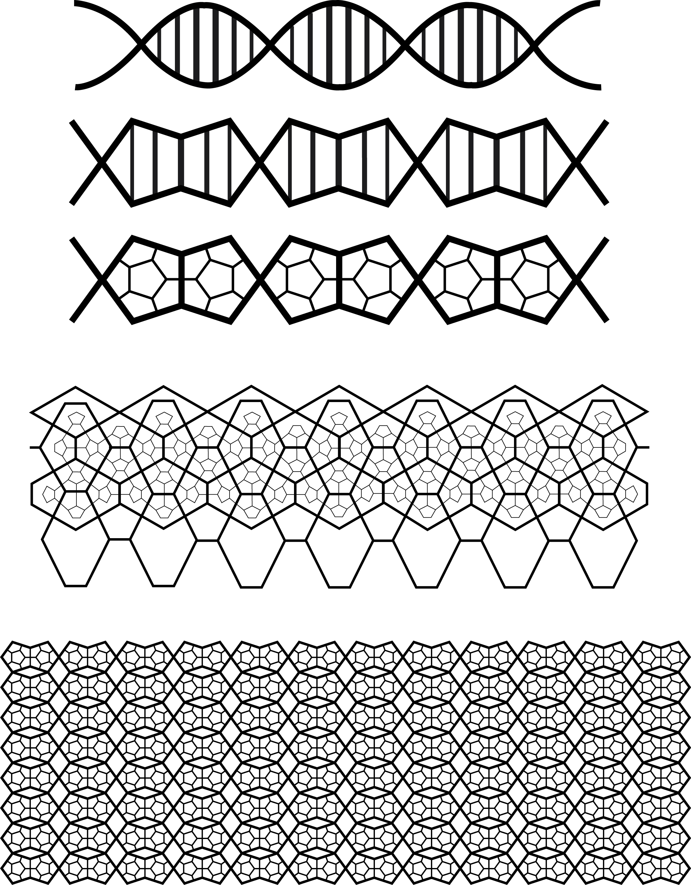 Andrew's strong athletic family bond totaling to 5, represented by this pentagonal DNA strand. For the Wiggins family, all are equally talented and non stand out above the other. This pattern became the knit structure of my compression sleeve.