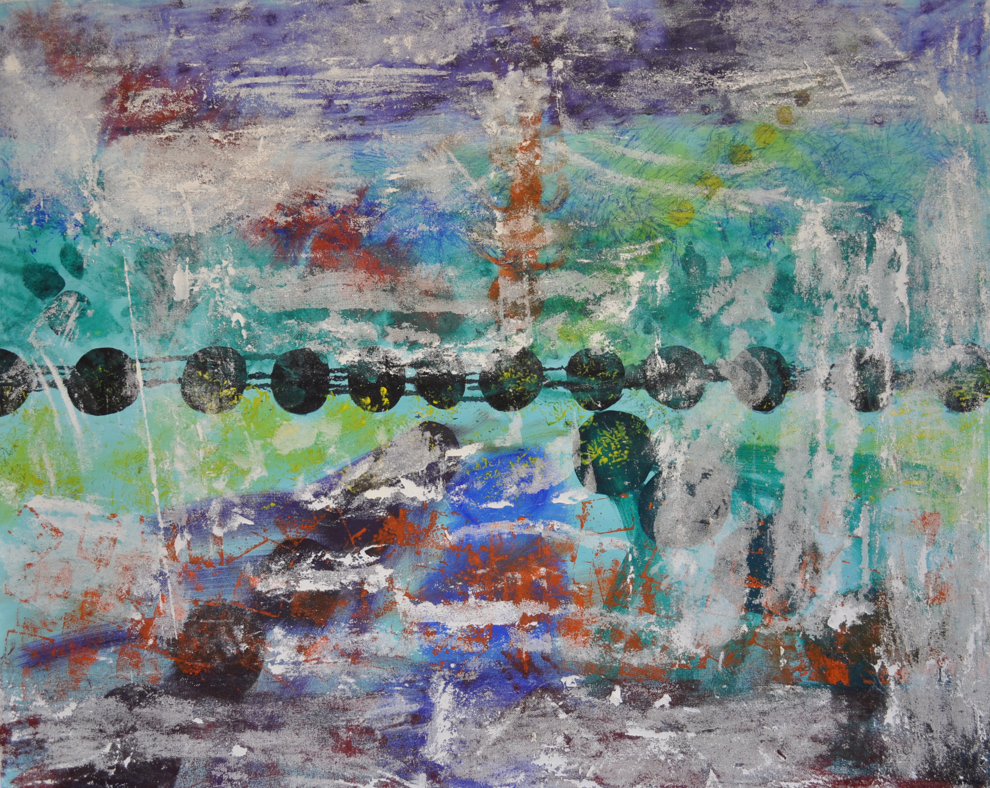 Student Work - Abstraction, Intermediate painting, 4’ x 5’, Oil or Acrylic on canvas, 2015